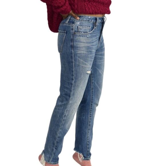 Blank NYC Jeans High Waist Blue Cotton Distressed Frayed Rigid Tapered Size 26 - Picture 3 of 13